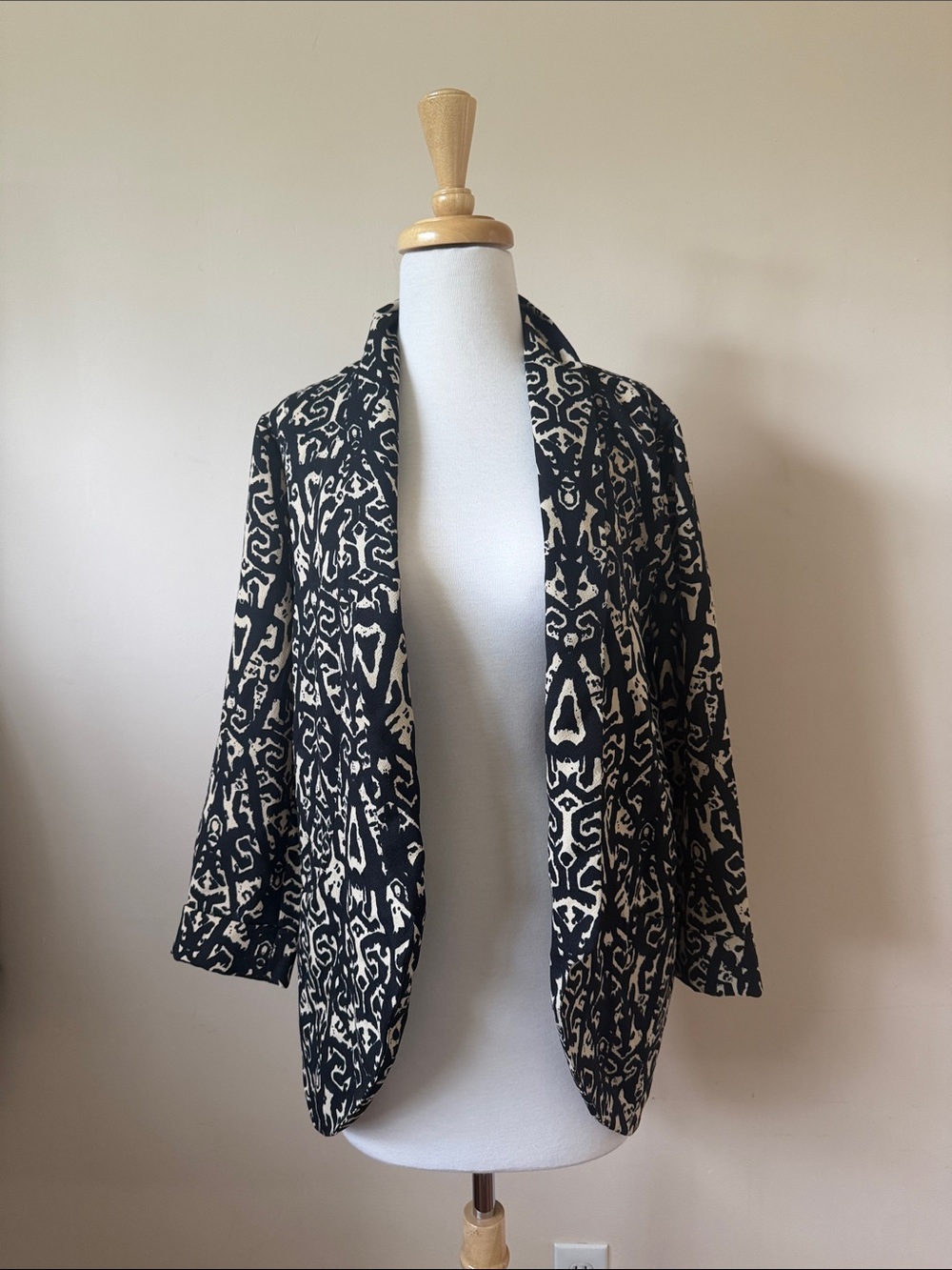 Abstract Print Open Cardigan Blazer